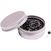 Tupalizy 1/8 Inch Small Round Head Map Tacks Pins for Home Office Use and DIY Craft Project (Black, 100PCS)