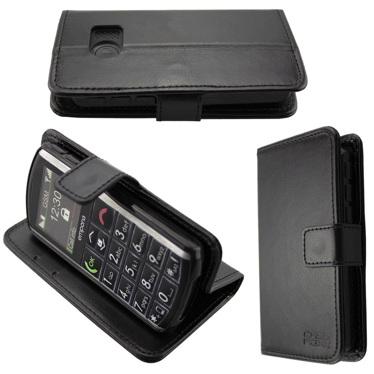 caseroxx Bookstyle-Case for Emporia Pure V25, Cover, faux leather, black, Card Slots & Magnetic Closure