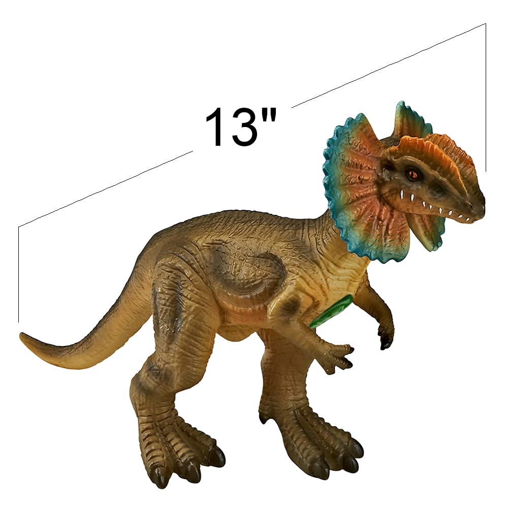 ArtCreativity Dilophosaurus Dinosaur Toy - Soft Touch, Roaring Sounds, Free Standing, Great for Imaginative Play