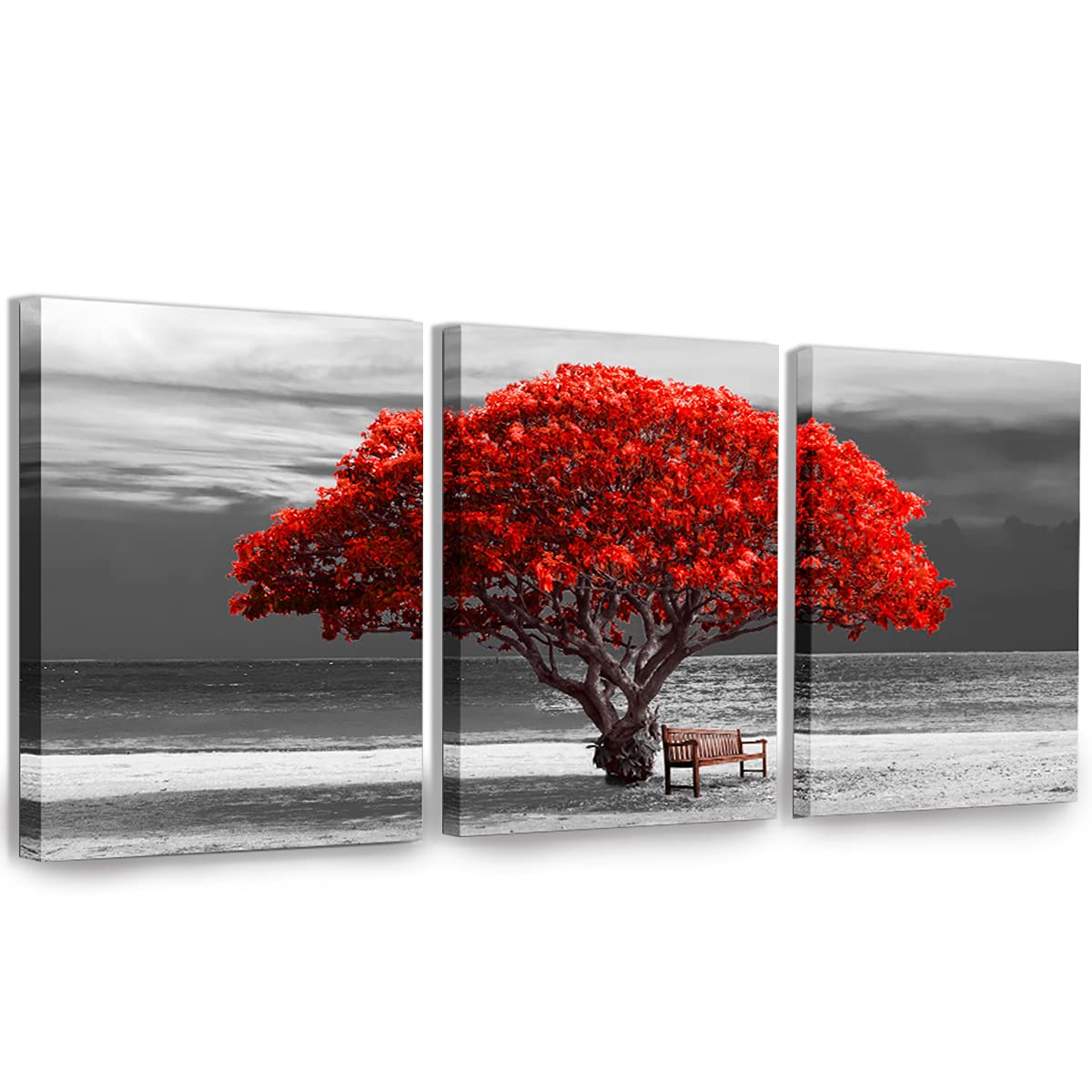 hyidecorart Red Tree Canvas Wall Art for Living Room, Modern Artwork Nature Landscape Bathroom Pictures Bedroom Wall Decor, Family Prints Paintings Wall Decorations Hallway Kitchen Dining Room Office — image 1