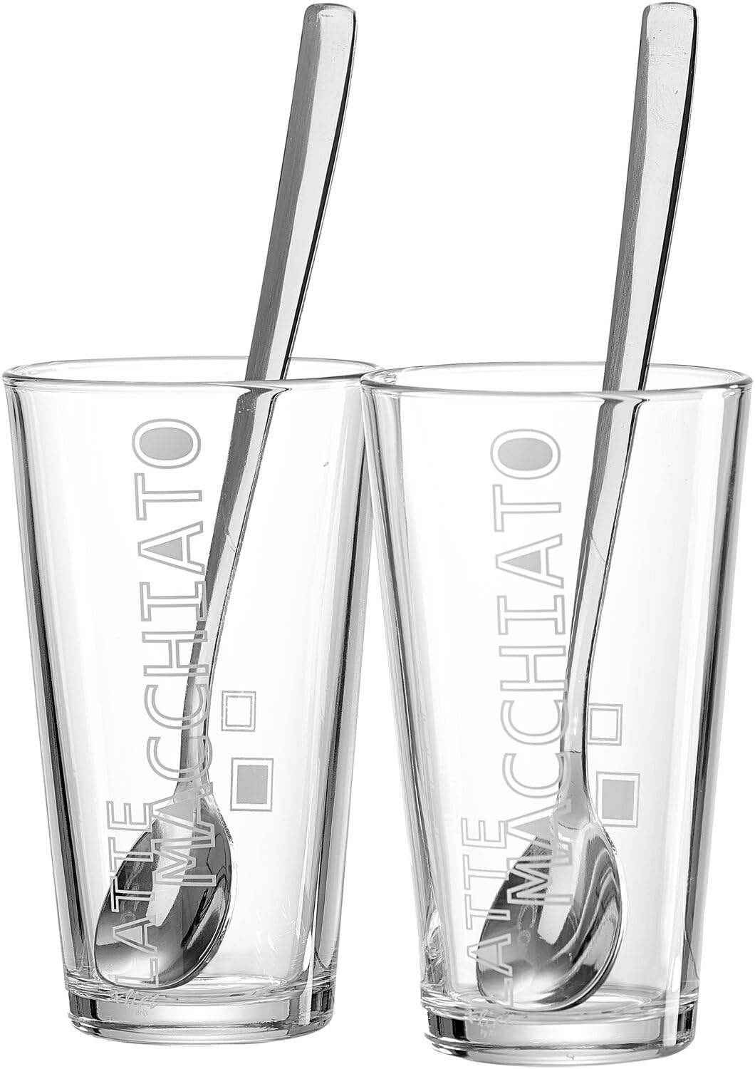 Ritzenhoff & Breker Lena 350 ml Glasses, Set of 2 with Long Spoons (20 cm), Stackable, Dishwasher Safe, Gift Box