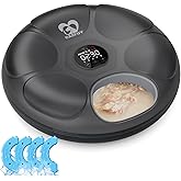 Casfuy Automatic Cat Feeder Cordless - Automatic Cat Food Dispenser for Wet Moist Food with 4 Ice Packs Rechargeable Auto Feeder for Cats Small Dogs with Programmable Timer Low Battery Indicator