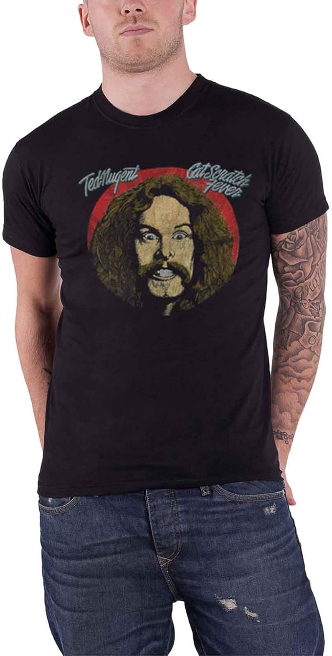 Amazon.com: Ted Nugent T Shirt Cat Scratch Fever Tour 77 Official Mens Black Size L: Clothing