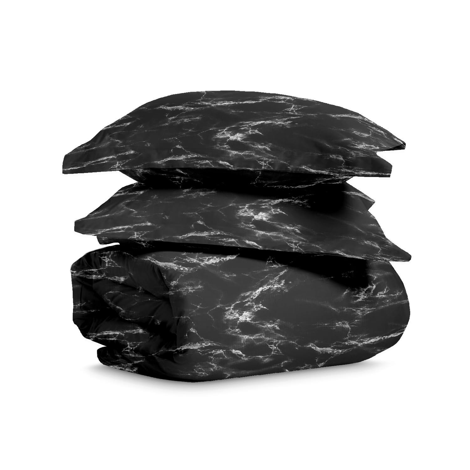 Pizuna Cotton Marble Black Printed Duvet Cover Set Super King 260x220, 400 Thread Count 100% Long Staple Cotton Sateen Super King Size Duvet Cover Sets with Button Closure (Printed Bedding) — image 1