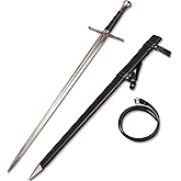 Handmade Cast Sharp Blade Medieval Sword, Full Tang, with Leather Protective Cover,Real Metal Sword for Collection Gift