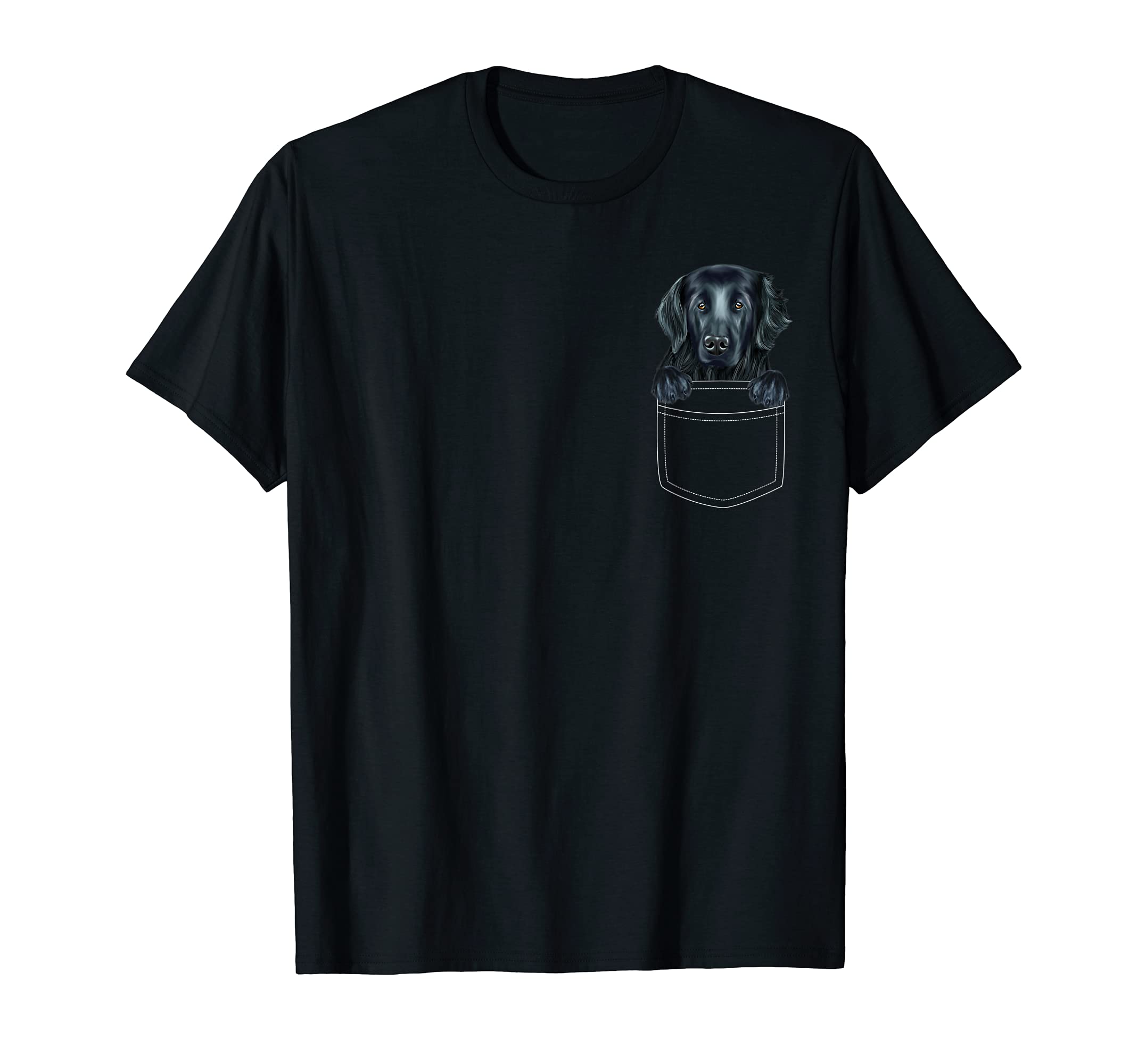 Flat-Coated Retriever Dog In Pocket Funny Dog Lover T-Shirt