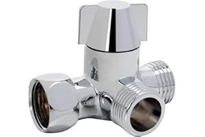 NearMoon Solid Brass G1/2" Shower Arm, 3-Way Diverter Valve for Handheld and Fixed Spray Head, Bathroom Component for Showerhead Combo T-Adapter (Movable Nut, Chrome Finish)
