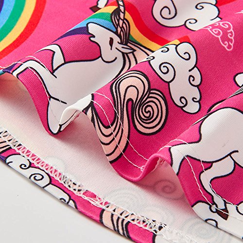 Chicolife ragazze 3-5T modello della principessa Dress Unicorn ha stampato il fumetto Abito senza maniche Rosa Piccolo