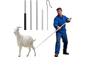 REUVIBK Goat Sheep Catcher Hook, 304 Stainless Steel Sheep Leg Hook, Length Can Be Adjusted Freely 44"48"59"63"75" Goat Grabber Tools, Shepherd Sheep Crook, Grab Them Simply and Quickly