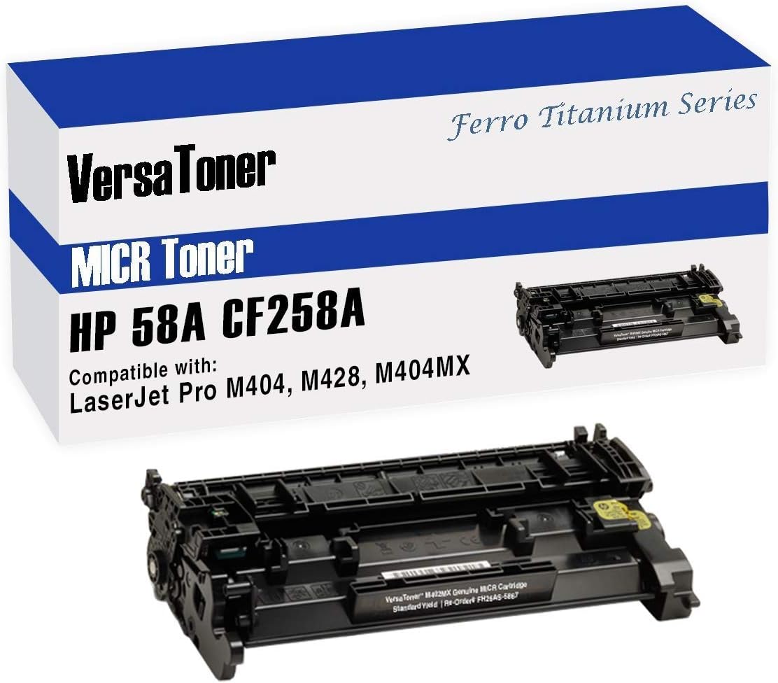 VersaToner - 58A CF258A MICR Toner Cartridge for Check Printing - Compatible with Laserjet Pro M404, M428, M404MX, MICR Black, 3000 Page