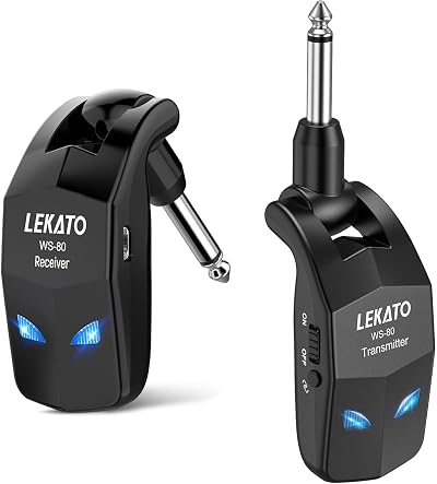 LEKATO WS80 Wireless Guitar System 2.4GHz Transmitter Receiver 8h Rechargeable