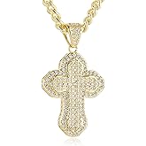 HZMAN 14K Gold Plated Necklace for Women Small Dainty Cubic Zirconia Cross Necklace Pendant Christian Faith Amulet Jewelry Gift