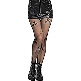 MEILiHiHi Striped Fishnet Tights, Skull Fishnets, Star Tights, Fish Net Stockings for Women Sexy