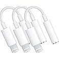 【3 Pack】 Lightning to 3.5mm Headphone Jack Adapter Connector Aux Audio Adapter iPhone Adapter White Support for iPhone 7/7P/8