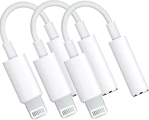 【3 Pack】 Lightning to 3.5mm Headphone Jack Adapter Connector Aux Audio Adapter iPhone Adapter White Support for iPhone 7/7P/8/8P/X/XS MAX/11/11 PM/12/12PM/13/13PM Compatible iOS 10.3 or Later 【COVS】