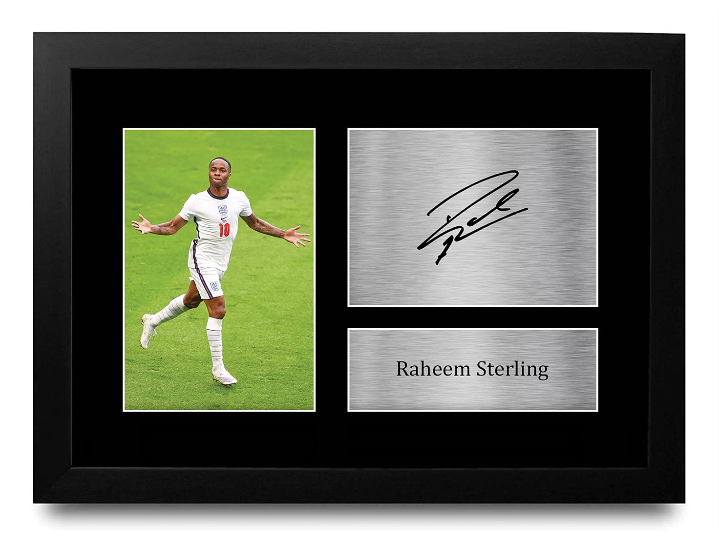 HWC Trading FR A4 Raheem Sterling England Gifts Printed Signed Autograph Picture for Football Fans and Supporters - A4 Framed