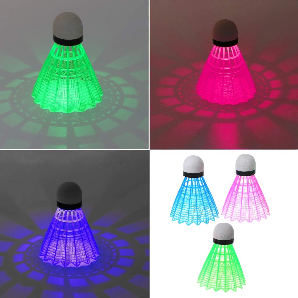 Fanct 3pcs Colorful Lighting LED Badminton Glowing Luminous Shuttlecocks for Night Playing Outdoor Sports