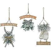 All Chic Christmas Wall Decor 3 Packs Rustic Metal Winter Holiday Hanging Signs Ornaments Xmas Embossed Holly Gloves for Christmas Party Farmhouse Wall, Fireplace, Door, Window Decoration