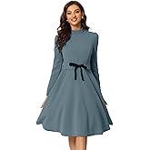 Allegra K Women Casual Dresses 2025 Fall Winter Mock Neck Long Sleeve Knee Length Party Cocktail Christmas Dress