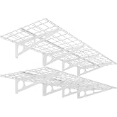 FLEXIMOUNTS 2-Pack 2x6ft Garage Shelving 24-inch-by-72-inch Heavy Duty Wall Mounted Shelves Garage Storage Rack Floating Shelves, 1400lbs Load Capacity, White, Classic Series