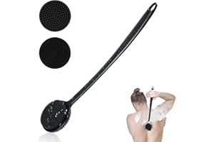 VWMYQ Silicone Back Scrubber for Shower, New Update Bath Body Double Sided Brush with Long Handle for Shower Exfoliating and Massage Can Produce More Rich Foam for Men and Women