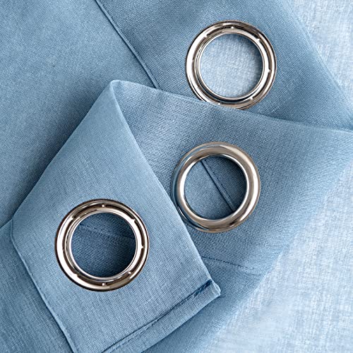 Woaboy Modern Living Room Curtains Short Curtains for Windows 2 Pieces 140 x 145 cm Curtains Bedroom Curtains Translucent Polyester with Rings Dark Blue