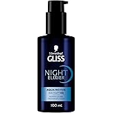 GLISS Schwarzkopf Night Elixir Aqua Revive Hair Serum, 100 ml Leave-In Overnight Hydrating Treatment with HaptiQ Micro-Bond Technology and Hyaluronic Complex for Normal to Dry Hair