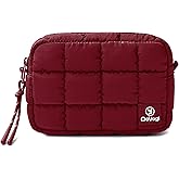 DOYOGI Quilted Cosmetic Bag, Puffer Makeup Bags, Crossbody Purses for women,Cute Travel Toiletry Bag for Women (Wine Red)