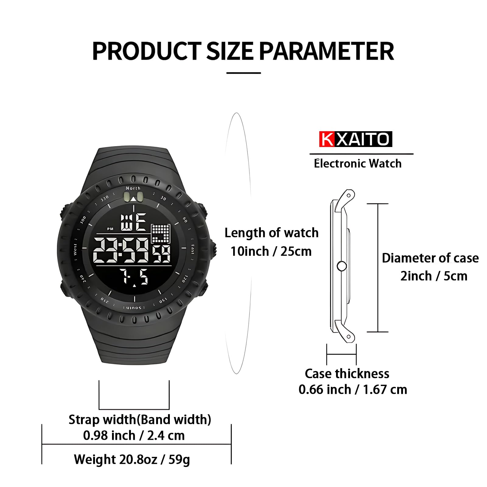 KXAITO Men's Watches Sports Outdoor Waterproof Military Watch Date Multi Function Tactics LED Face Alarm Stopwatch for Men 6256