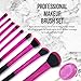 Vivace Makeup Brushes - 10 Synthetic Bristle Kabuki Cosmetic Brush Set - Professional Pink Korean Kit Great for Travel
