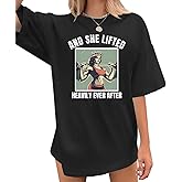 Weetiotio Funny Workout Shirts for Women Oversized Gym Tee Shirts Weightlifting Graphic Baggy T Shirt Gifts for Gym Lovers