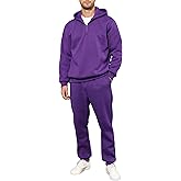 LINMYZAI Men's Tracksuits Long Sleeve Casual Sweatsuits Quarter Zip Hoodie With Track Pants 2 Piece Outfits