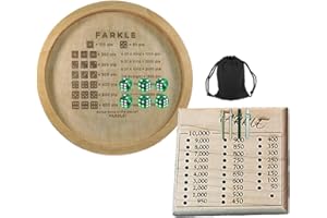 Kocak Gold Farkle Classic Dice Game Tray with Score Board - Wooden Dice Board Game for Family Game Night