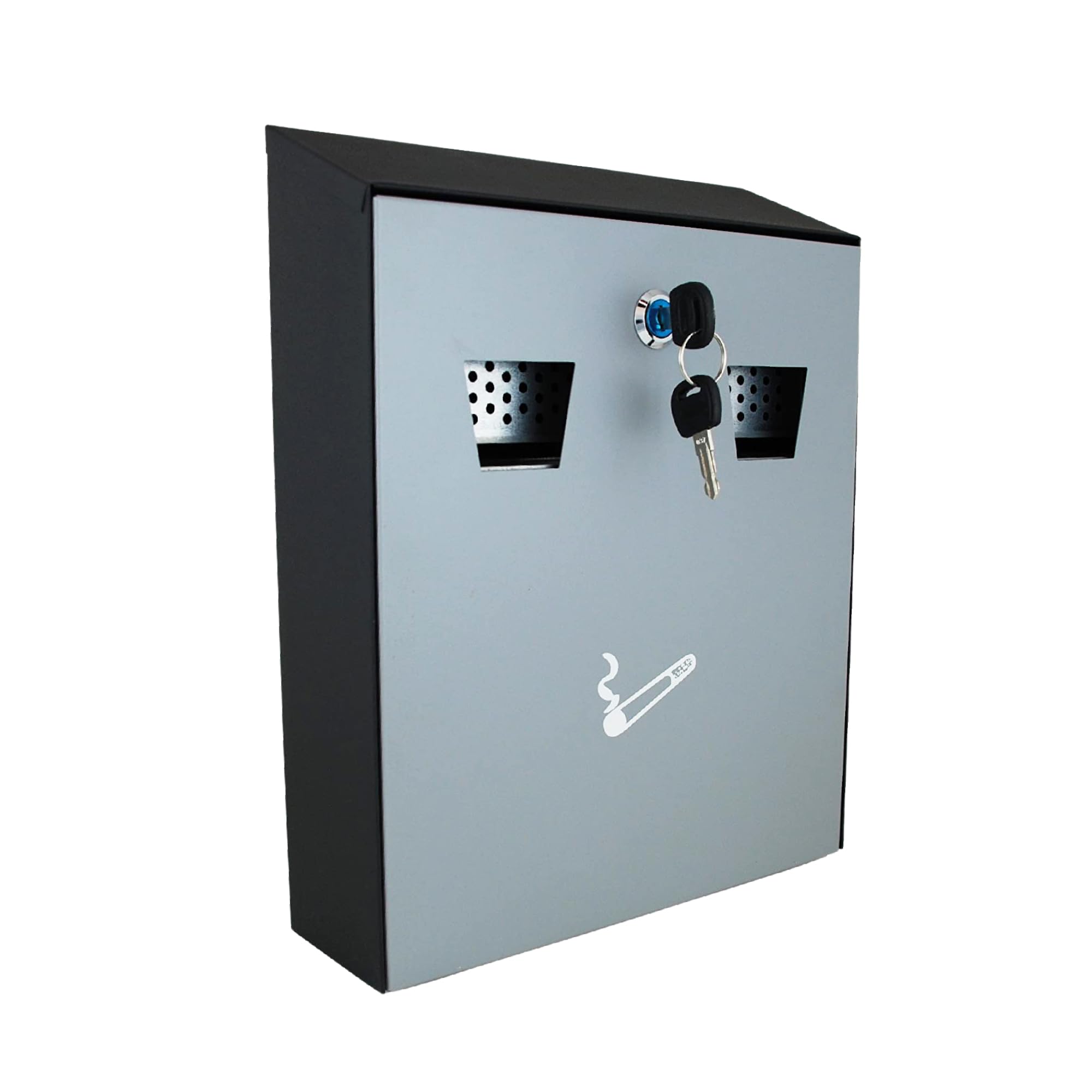 Buckingham Wall Mount Ashtray Bin Grey Outdoor Lockable Cigarette Bin with Removable Inner Container Heavy Duty Commercial Ash Bin for Pubs Clubs Offices & Home Use