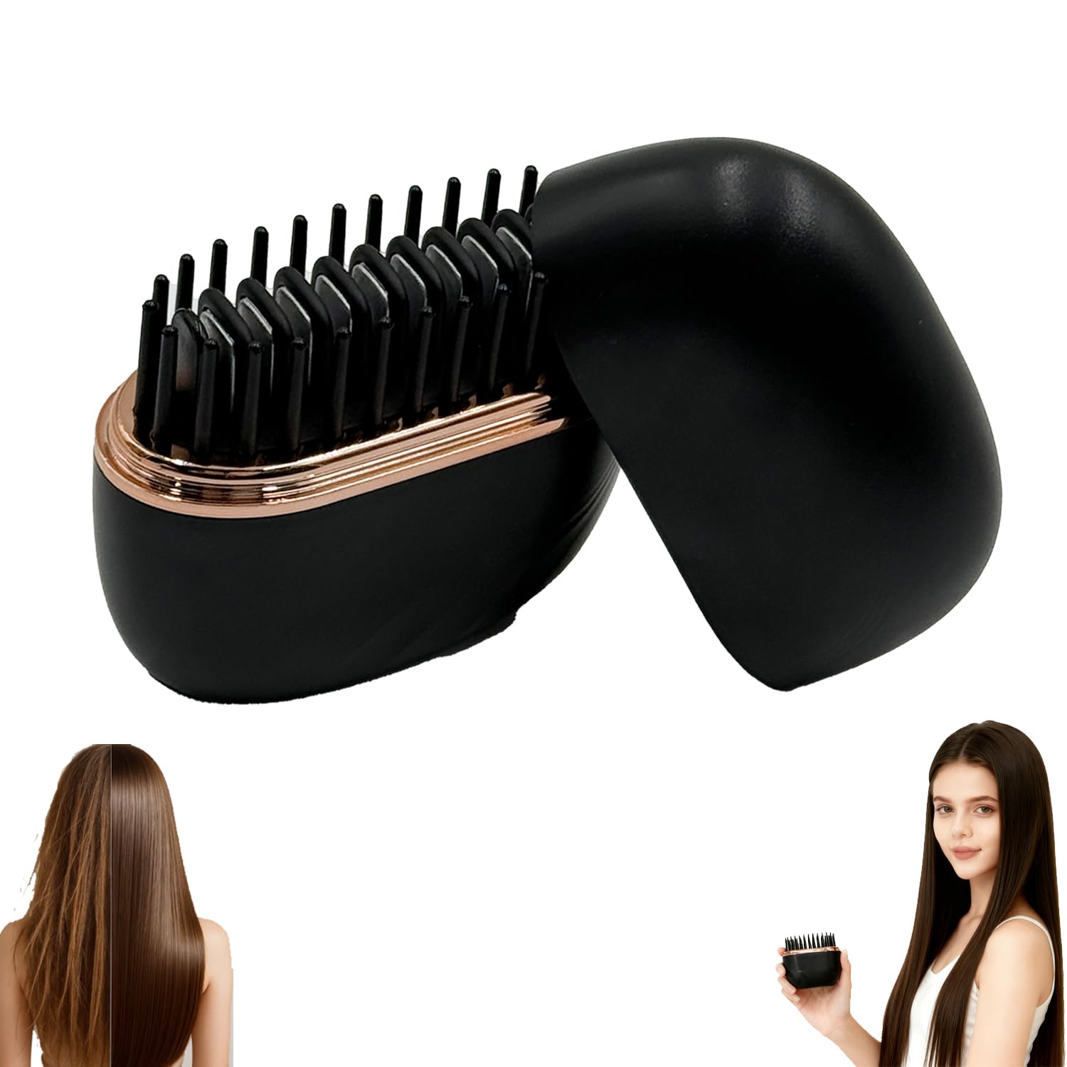 Photo 1 of Glam brushs Mini Hair Straightener,3-Speed Temperature Control, Portable Electric Hair Straightener Brush 30s Heating,Rapid Heating & Anti Scald Shell, Cordless Straightening Comb for Travel(Black)