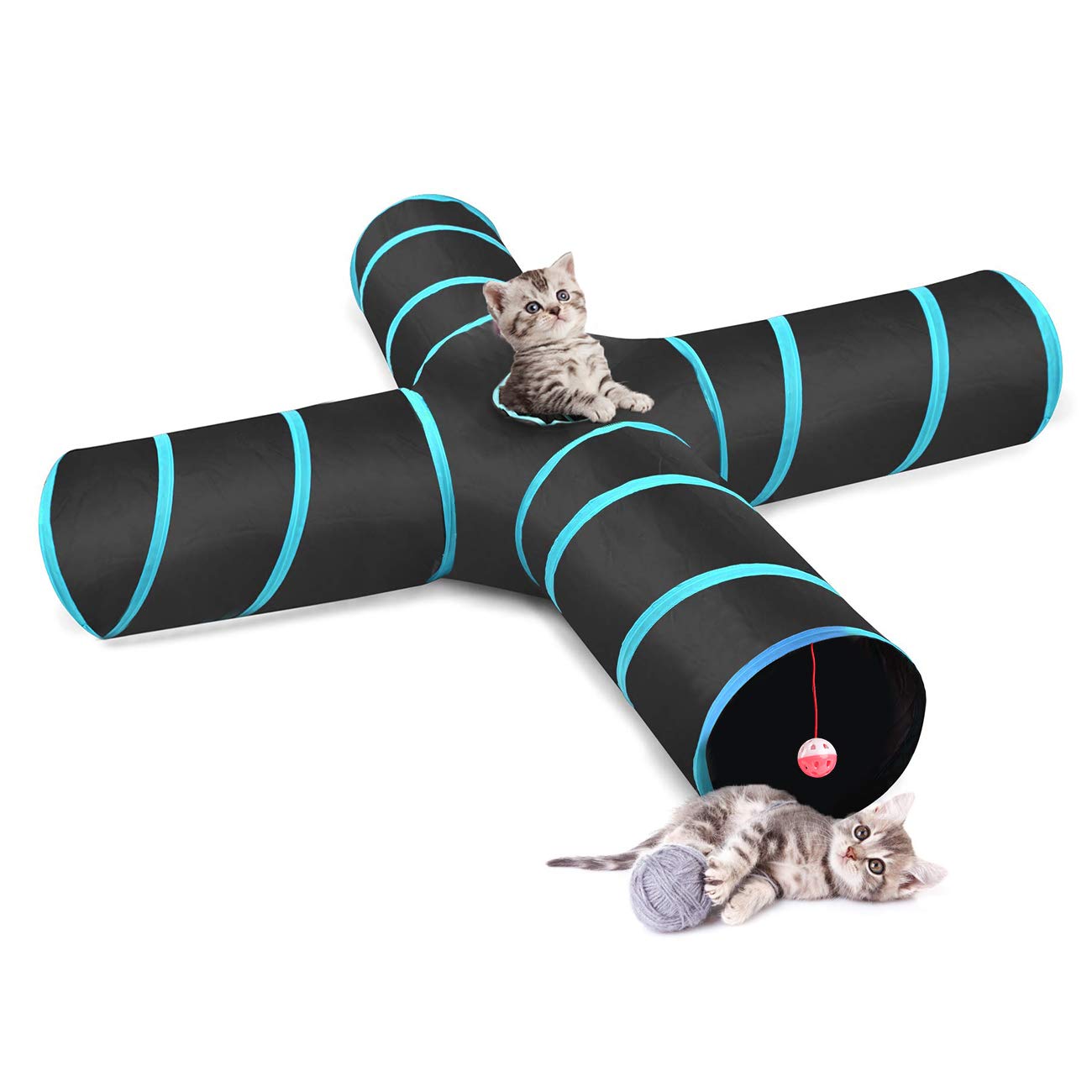 TOPAUP Cat Tunnel Toy Collapsible 4 Way Cat Tube Tunnel Kitten Tunnels