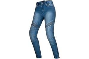 SHIMA JESS Motorcycle Jeans for Women Breathable Elastic Regular Fit Biker Trousers Womens with Reinforced Layer Slim Fit Knee and Hip Armor Pads (Blue 28)