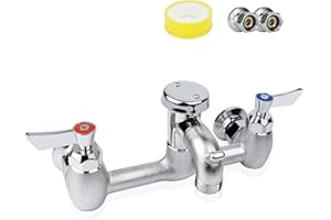 ZKDAUSDO Commercial Mop Sink Faucet Service Sink Faucet with 2-3/4" Vacuum Breaker Spout, Wall Mount 8" Adjustable Center, wi