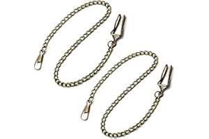 SIMAOTE 2 Pack Pocket Watch Chain, 14.7'' Vintage Metal Alloy Clip Chain for Men and Women