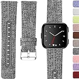Maledan Compatible with Fitbit Versa Bands for Women Men, Large, Charcoal