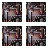 Ambesonne Industrial Coaster Set of 4, Crafting