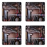 Ambesonne Industrial Coaster Set of 4, Crafting