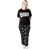 Vanilla Underground Wicked Womens Pajama Set | Adults Wicked Logo Graphic Short Sleeve Top & Long Leg PJ Bottoms in Black