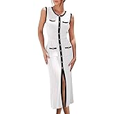 Pink Queen Women's Elegant Sweater Dress Sleeveless Slim Fit Bodycon Midi Dresses