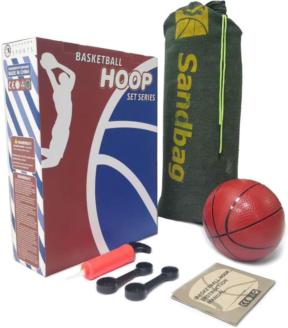 HAHAKEE Kids Basketball Hoop, Height-Adjustable Basket 2.9ft-5.1ft, Indoor and Outdoor Basketball Set for Toddlers Age 3-8: Toys & Games
