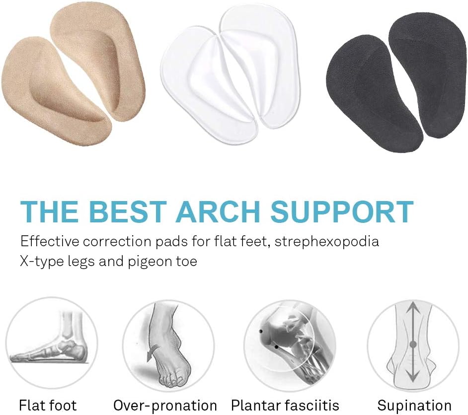 (12 Pieces) Arch Support Shoe Inserts for Flat Feet | Thicken High Arch Support Insoles for Men and Women | Reusable Gel Arch Pads for Plantar Fasciitis by BelugaCare: Health & Personal Care