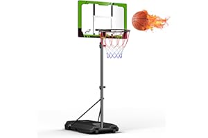 G GX9 Portable Basketball Hoop with 33" Shatterproof PC Backboard, Tool-Free Height Adjustment 4.9-8.5 ft, Basketball Goal with Sturdy Base for Outdoor, Indoor, Garage, Backyard