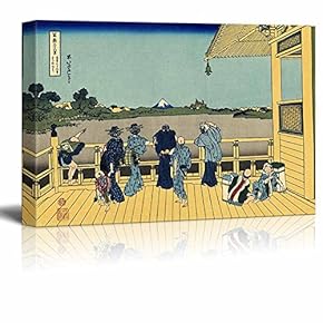 Canvas Wll Art - Sazai Hall - Temple of Five Hundred Rakan by Japanese Artist Hokusai - Thirty-six Views of Mount Fuji Series - Giclee Print and Stretched Ready to Hang - 12"x18"