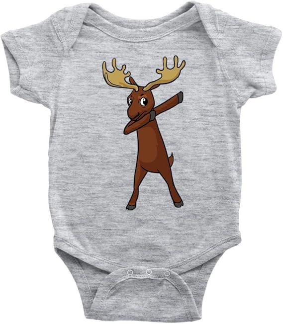 Moose Baby Bodysuit Romper, Dabbing Moose Gifts for Hunters