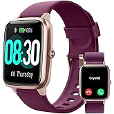 GRV Smart Watch for iOS and Android Phones (Answer/Make Calls), Watches for Women IP68 Waterproof Smartwatch Fitness Tracker Watch with Heart Rate/Sleep Monitor Steps Calories Counter (Dark Purple)
